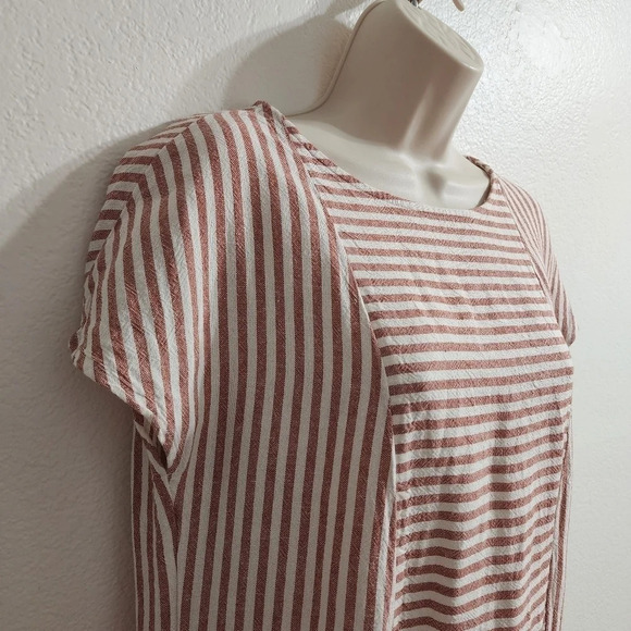 MADEWELL Stripe-Play Button-back Tee Dress Red White Size XXS - Picture 6 of 12